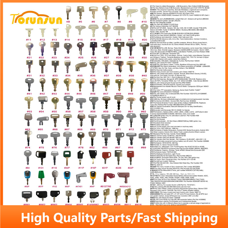 Heavy Equipment Keys Master Set - Juego de Encendido de 100 Llaves
